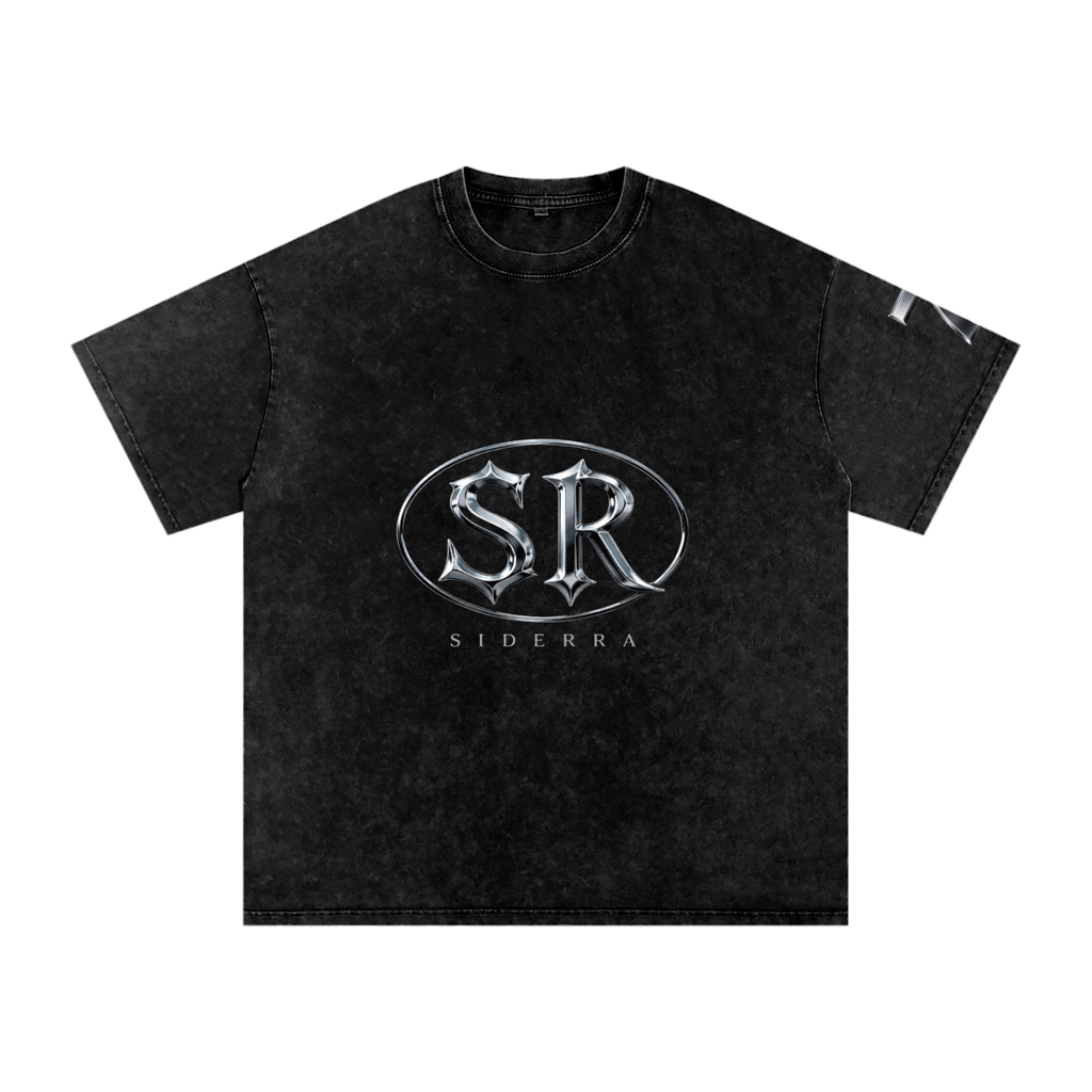 SIDERRA Seven Edition Oversized Acid Wash Tee – Black Chrome