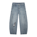 Men's Vintage Wash Barrel Leg Jeans ODMPOD