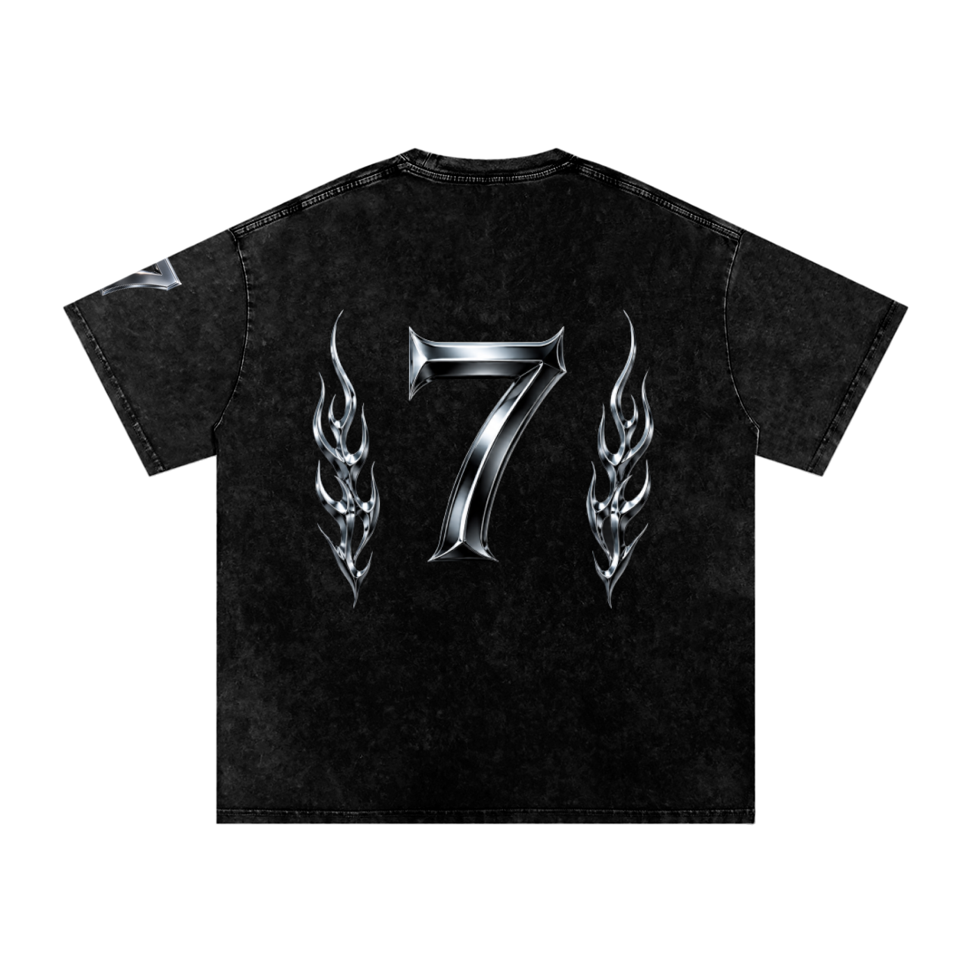 SIDERRA Seven Edition Oversized Acid Wash Tee – Black Chrome