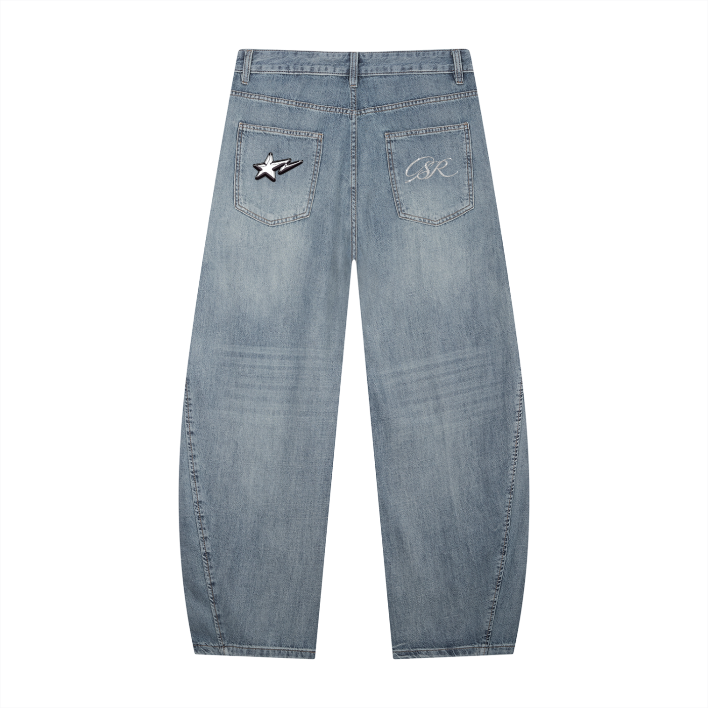 Men's Vintage Wash Barrel Leg Jeans ODMPOD