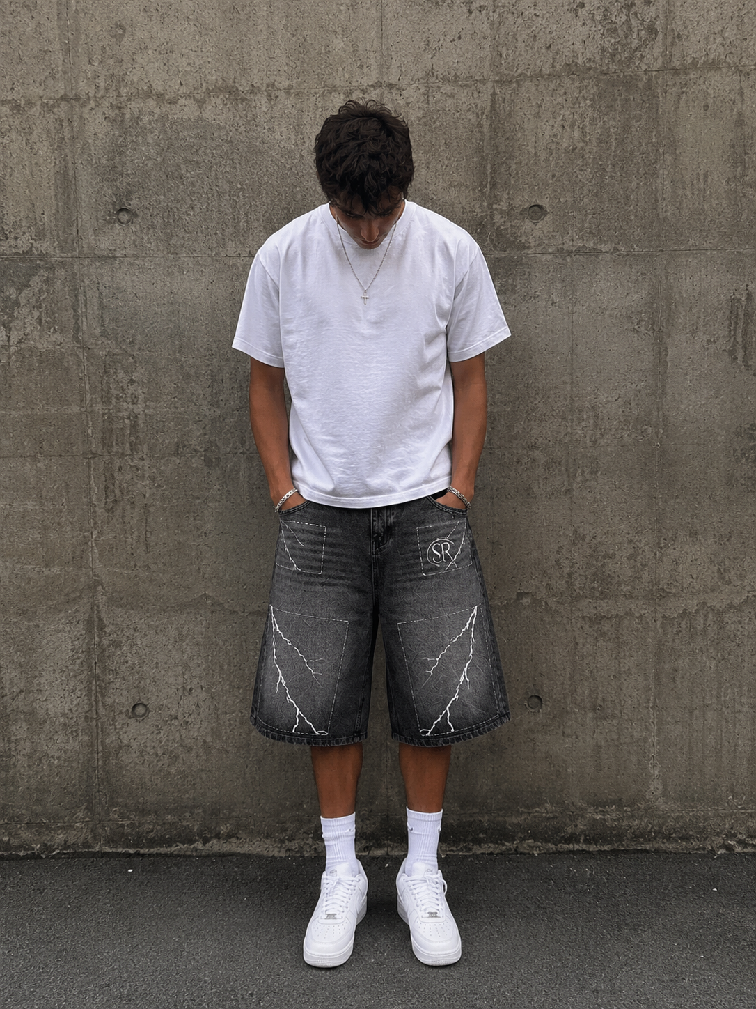 SR Lightning Denim Shorts – Washed Black