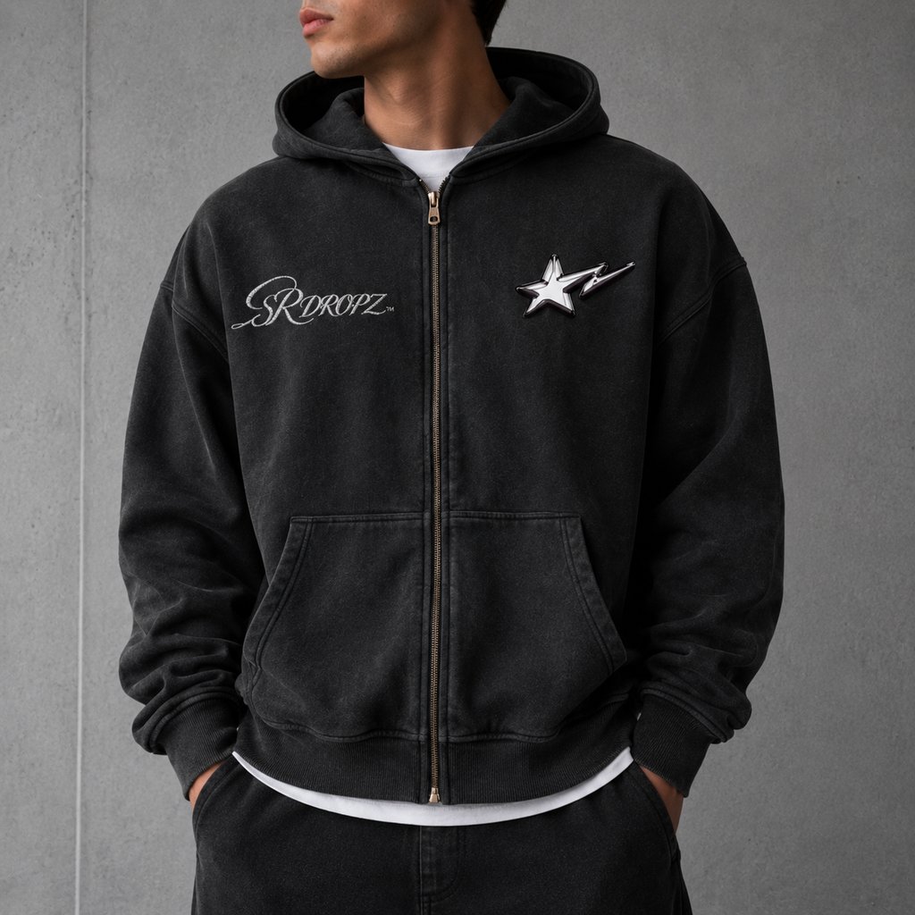 Sunfade Two-way Zipper Boxy Fleece Hoodie ODMPOD