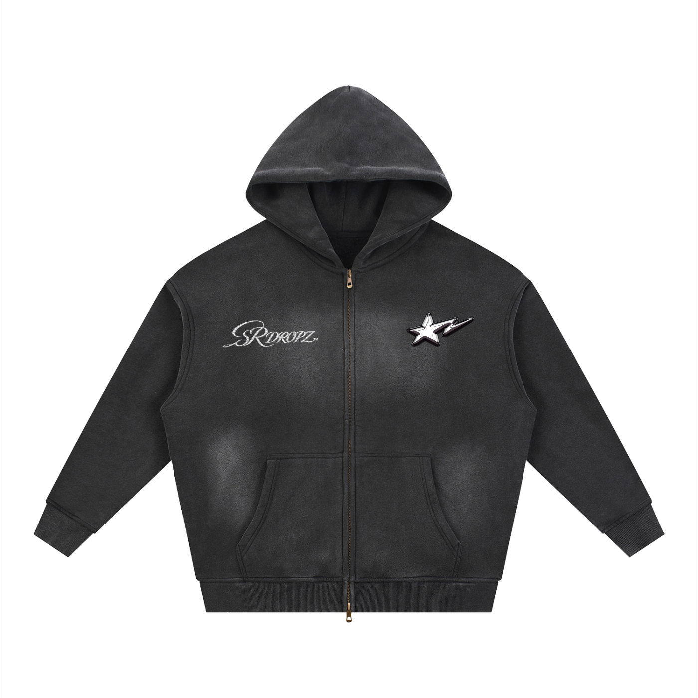 Sunfade Two-way Zipper Boxy Fleece Hoodie ODMPOD