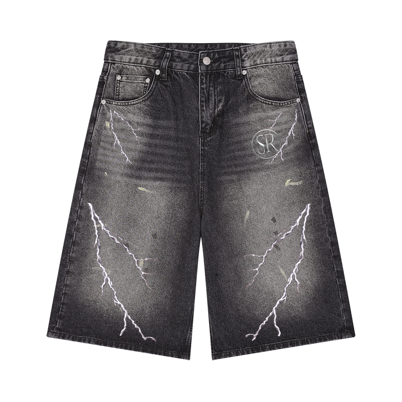 SR Lightning Denim Shorts – Washed Black
