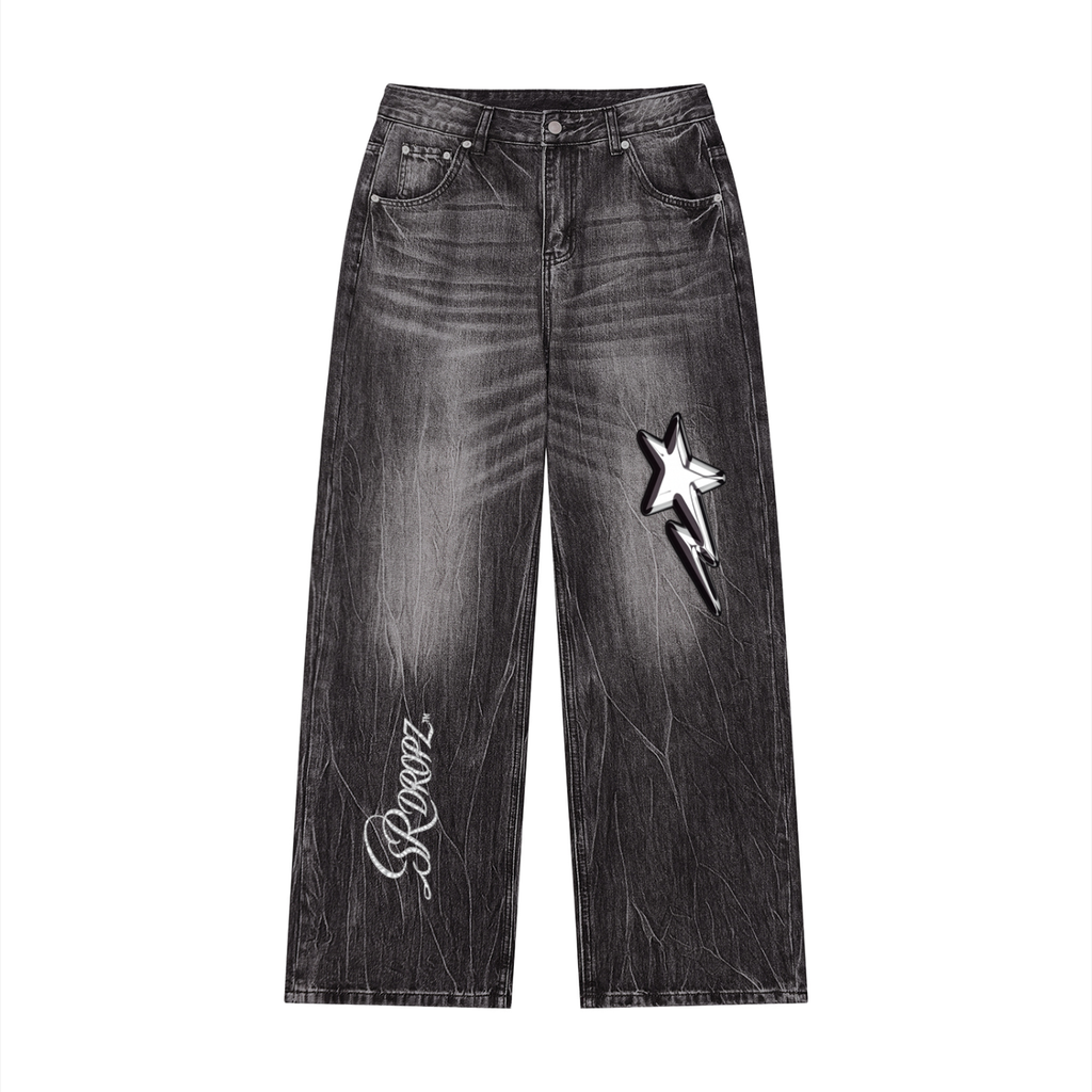Men’s Vintage Wash Wide Leg Jeans ODMPOD