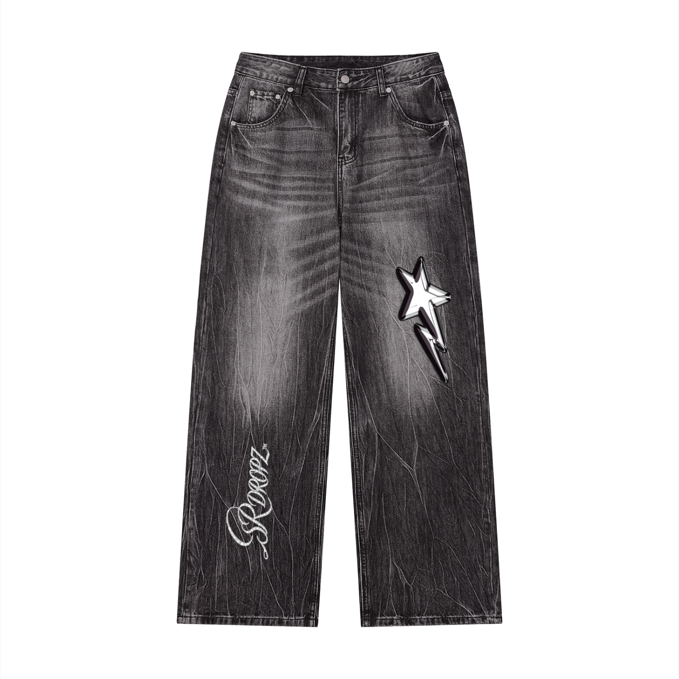 Men’s Vintage Wash Wide Leg Jeans ODMPOD